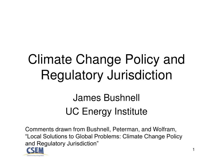 climate change policy and regulatory jurisdiction