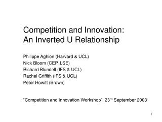 Competition and Innovation: An Inverted U Relationship