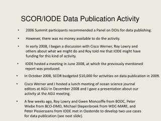 SCOR/IODE Data Publication Activity