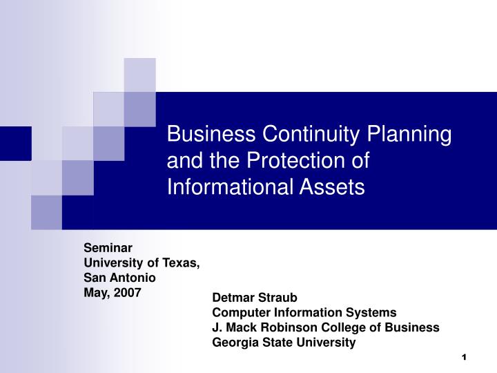 business continuity planning and the protection of informational assets
