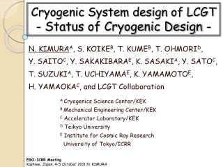 Cryogenic System design of LCGT - Status of Cryogenic Design -