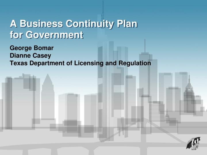 a business continuity plan for government