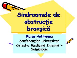 sindroamele de obstruc ie bron ic