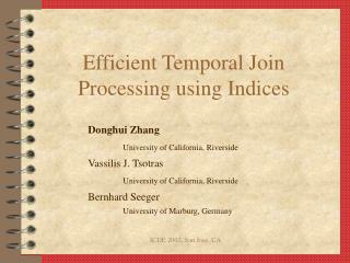 Efficient Temporal Join Processing using Indices