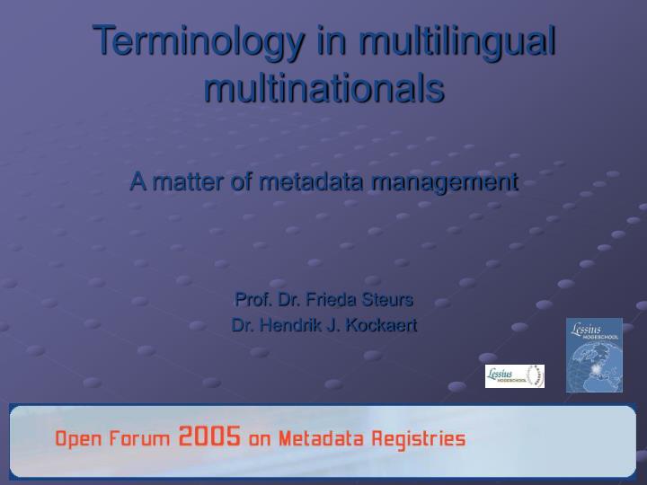 terminology in multilingual multinationals