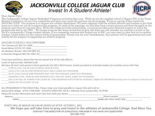 JACKSONVILLE COLLEGE JAGUAR CLUB