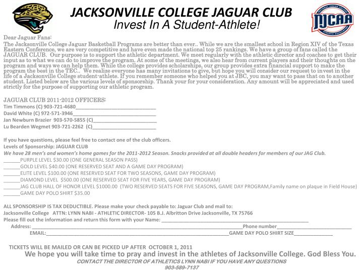 jacksonville college jaguar club