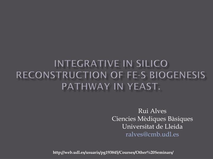 integrative in silico reconstruction of fe s biogenesis pathway in yeast