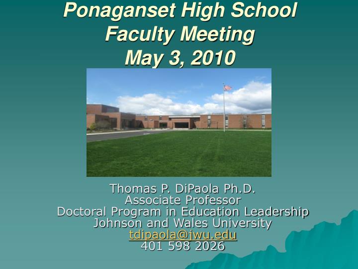 ponaganset high school faculty meeting may 3 2010