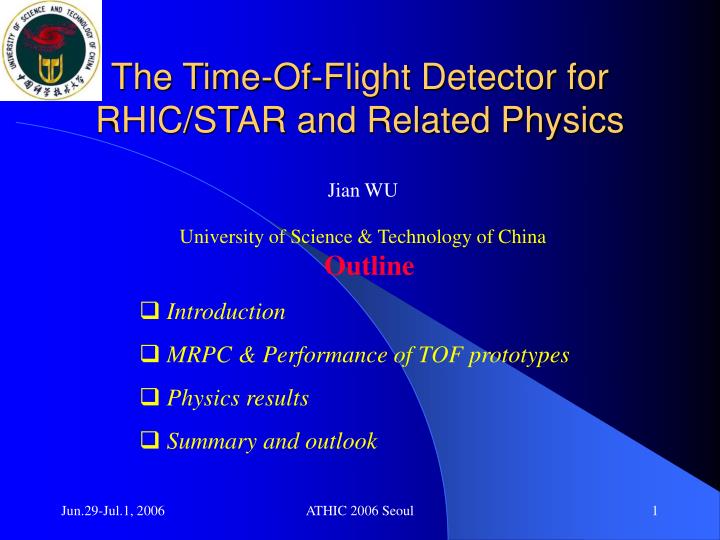the time of flight detector for rhic star and related physics