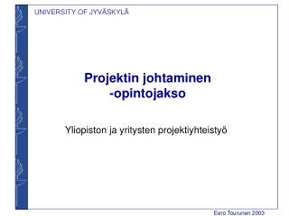 projektin johtaminen opintojakso