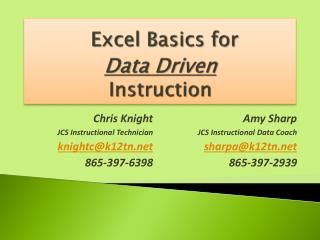 Excel Basics for Data Driven Instruction