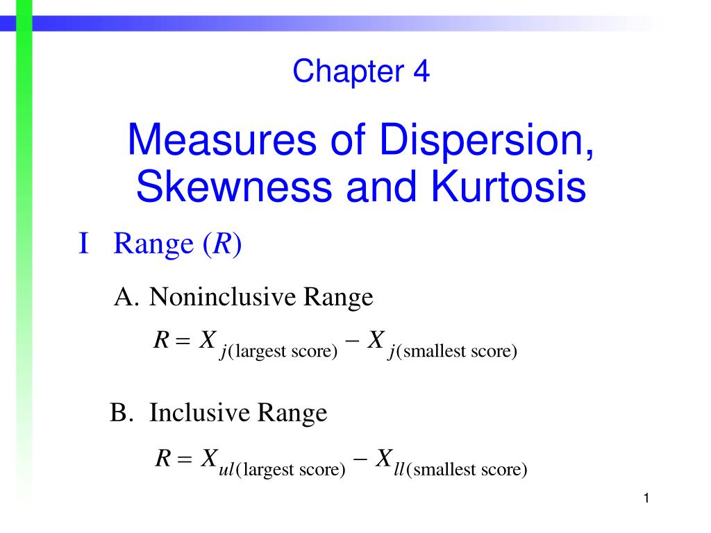 PPT - Chapter 4 Measures of Dispersion, Skewness and Kurtosis ...