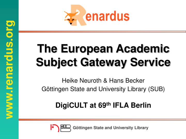 the european academic subject gateway service