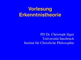 vorlesung erkenntnistheorie