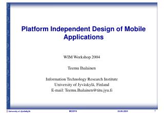 Platform Independent Design of Mobile Applications