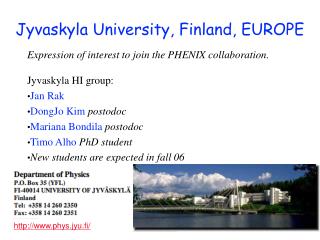 Jyvaskyla University, Finland, EUROPE