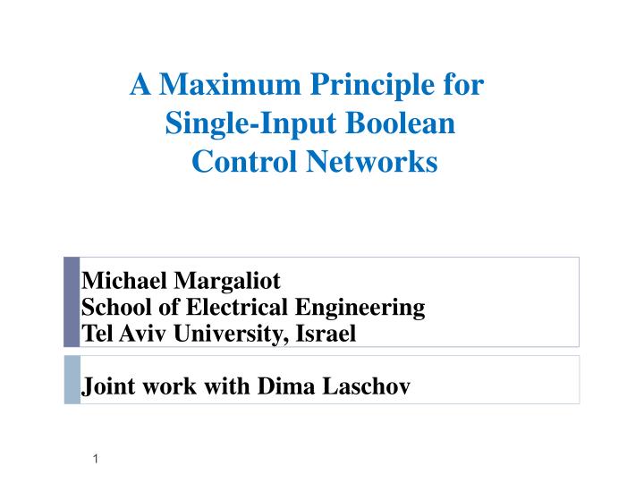 a maximum principle for single input boolean control networks