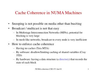 Cache Coherence in NUMA Machines