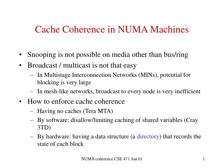 cache coherence in numa machines