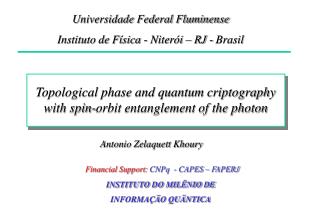 Topological phase and quantum criptography with spin-orbit entanglement of the photon