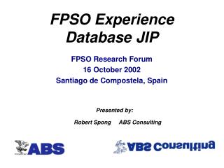 FPSO Experience Database JIP