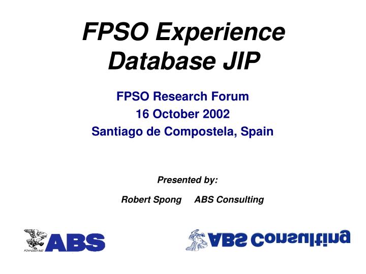 fpso experience database jip