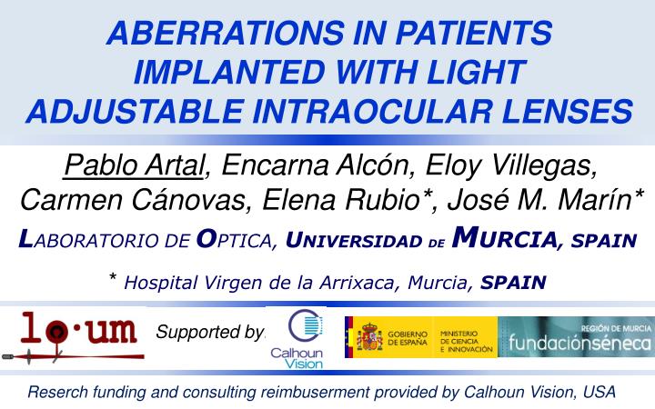 aberrations in patients implanted with light adjustable intraocular lenses