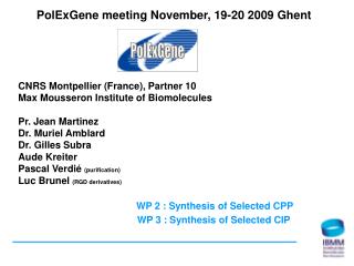 PolExGene meeting November, 19-20 2009 Ghent