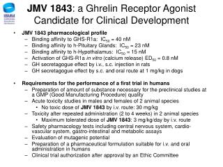 JMV 1843 : a Ghrelin Receptor Agonist Candidate for Clinical Development