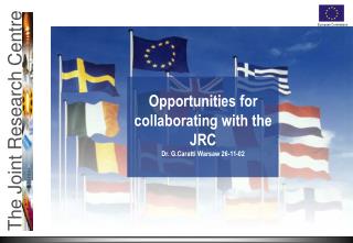 Opportunities for collaborating with the JRC Dr. G.Caratti Warsaw 2 6-11-02
