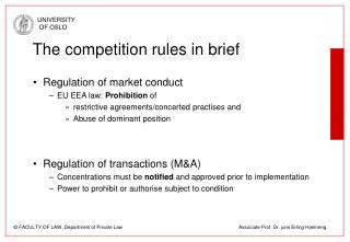 The competition rules in brief