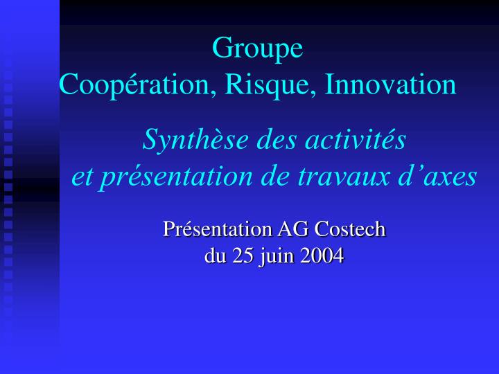 synth se des activit s et pr sentation de travaux d axes