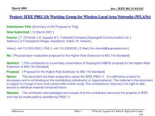Project: IEEE P802.11b Working Group for Wireless Local Area Networks (WLANs)