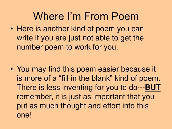 where i m from poem