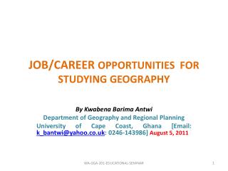 JOB/CAREER OPPORTUNITIES FOR STUDYING GEOGRAPHY