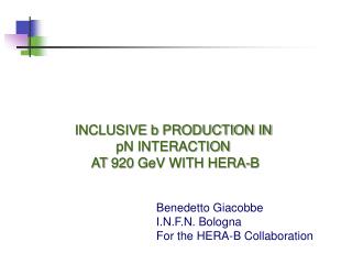 Benedetto Giacobbe I.N.F.N. Bologna For the HERA-B Collaboration