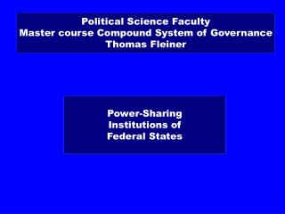 Power-Sharing Institutions of Federal States
