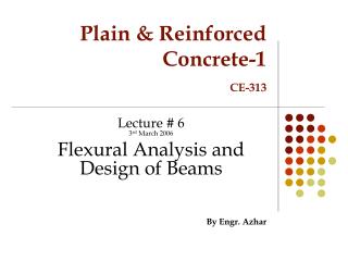 Plain &amp; Reinforced Concrete-1 CE-313