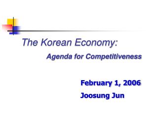 The Korean Economy: Agenda for Competitiveness