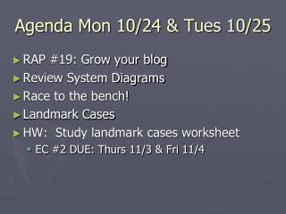 Agenda Mon 10/24 &amp; Tues 10/25