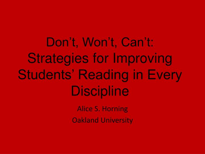 don t won t can t strategies for improving students reading in every discipline