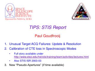 TIPS: STIS Report