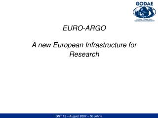 EURO-ARGO A new European Infrastructure for Research