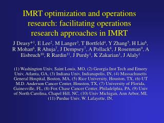 IMRT optimization and operations research: facilitating operations research approaches in IMRT