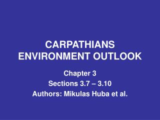 CARPATHIANS ENVIRONMENT OUTLOOK