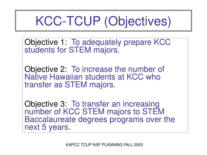 kcc tcup objectives