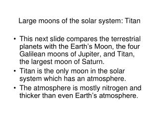 Large moons of the solar system: Titan
