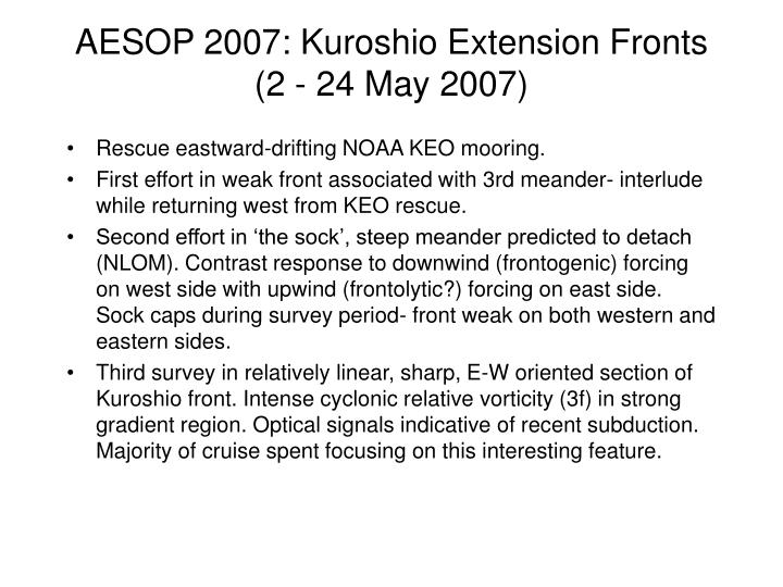 aesop 2007 kuroshio extension fronts 2 24 may 2007