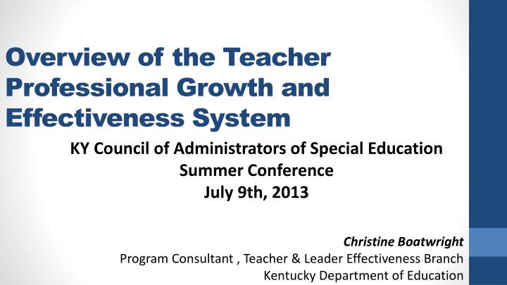 overview of the teacher professional growth and effectiveness system